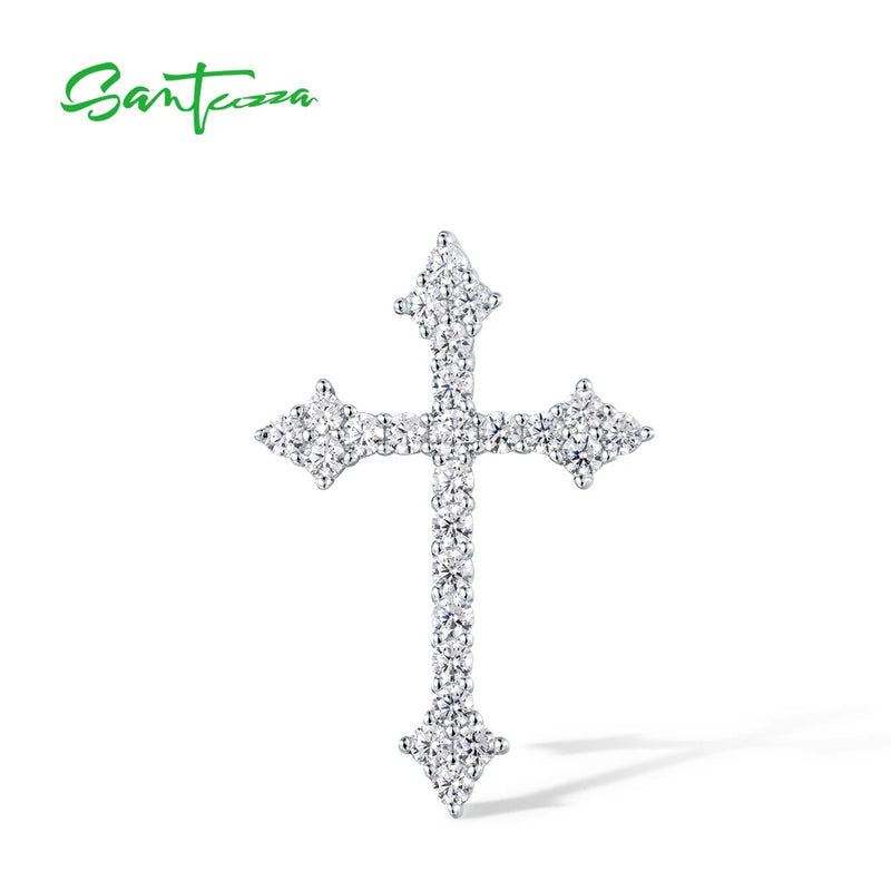 925 Silver CZ Cross Pendant Women Daily Wear Fine Jewelry