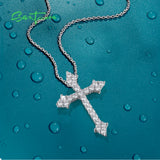 925 Silver CZ Cross Pendant Women Daily Wear Fine Jewelry