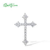 925 Silver CZ Cross Pendant Women Daily Wear Fine Jewelry