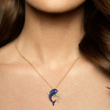 925 Silver Dolphin Pendant Sparkling Spinel CZ Lovely Fine Jewelry