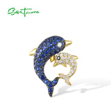 925 Silver Dolphin Pendant Sparkling Spinel CZ Lovely Fine Jewelry