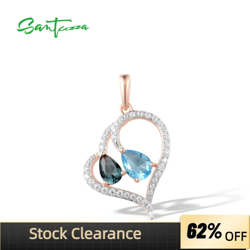 925 Silver CZ Heart Pendant Women's Fine Jewelry