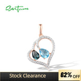 925 Silver CZ Heart Pendant Women's Fine Jewelry