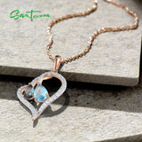 925 Silver CZ Heart Pendant Women's Fine Jewelry