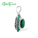925 Silver Pendant Green Spinel CZ Party Fine Jewelry