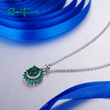 925 Silver Pendant Green Spinel CZ Party Fine Jewelry
