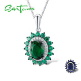 925 Silver Pendant Green Spinel CZ Party Fine Jewelry