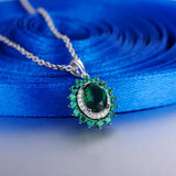925 Silver Pendant Green Spinel CZ Party Fine Jewelry