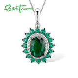 925 Silver Pendant Green Spinel CZ Party Fine Jewelry