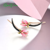 925 Silver Earrings Sparkling Spinel Tulip Flower Charming Fine Jewelry