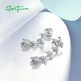 925 Silver Tulip Flower CZ Stud Earrings Women's Fine Jewelry