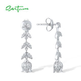 925 Silver Tulip Flower CZ Stud Earrings Women's Fine Jewelry