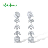 925 Silver Tulip Flower CZ Stud Earrings Women's Fine Jewelry