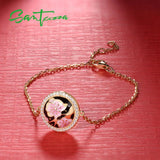925 Sterling Silver Pink Cherry Blossoms Flower Bracelet