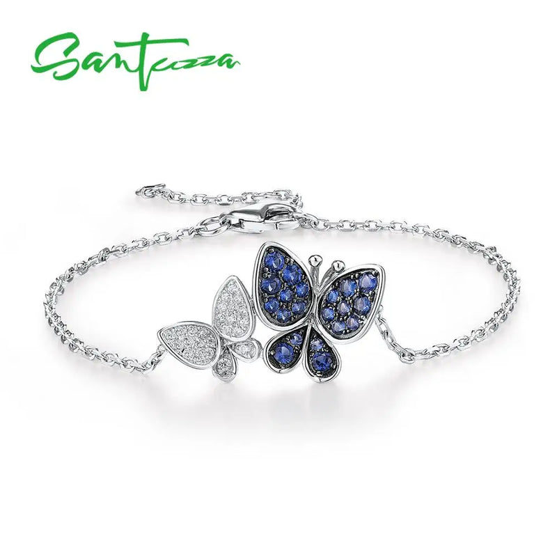 925 Sterling Silver Butterfly Bracelet Adjustable Fine Jewelry