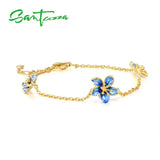925 Silver Flowers Bracelet Enamel