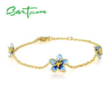 925 Silver Flowers Bracelet Enamel
