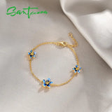 925 Silver Flowers Bracelet Enamel