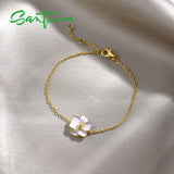 925 Sterling Silver Orchid Flower Bracelet Enamel