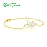 925 Sterling Silver Orchid Flower Butterfly Bracelet