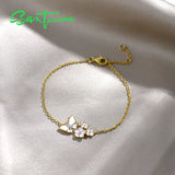 925 Sterling Silver Orchid Flower Butterfly Bracelet