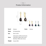 925 Silver Drop Earrings for Women CZ Jewelry