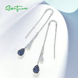 Silver Drop Earrings 925 Sterling Silver CZ Thread Earrings Fine Jewelry
