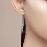 Silver Drop Earrings 925 Sterling Silver CZ Thread Earrings Fine Jewelry