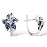 925 Sterling Silver Pink Star Flower CZ Earrings