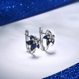 925 Sterling Silver Pink Star Flower CZ Earrings