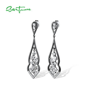 925 Sterling Silver CZ Dangling Earrings for Women