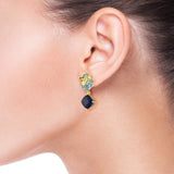 Blue/Green Stone 925 Sterling Silver Drop Earrings