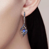 925 Sterling Silver Sparkling CZ Dangling Earrings