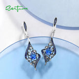 925 Sterling Silver Sparkling CZ Dangling Earrings