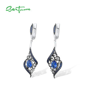 925 Sterling Silver Sparkling CZ Dangling Earrings