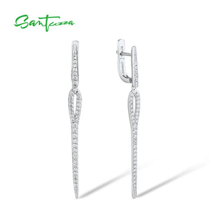 925 Silver CZ Dangling Earrings Fine Jewelry