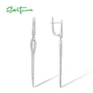 925 Silver CZ Dangling Earrings Fine Jewelry