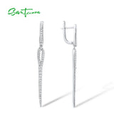 925 Silver CZ Dangling Earrings Fine Jewelry