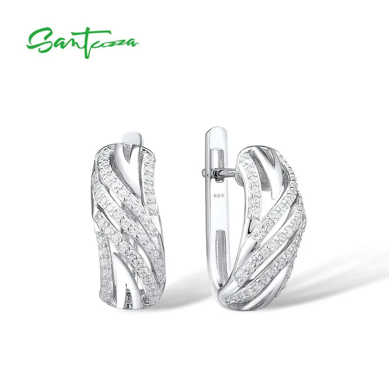 925 Silver Earrings CZ Sparkling Jewelry