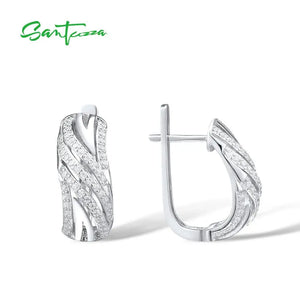 925 Silver Earrings CZ Sparkling Jewelry