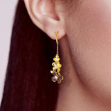 925 Sterling Silver Ruby Flower Dangle Earrings