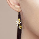 925 Sterling Silver Flowers Dangling Earrings