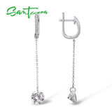 925 Sterling Silver CZ Long Drop Earrings