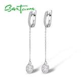 925 Sterling Silver CZ Long Drop Earrings
