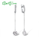 925 Sterling Silver CZ Long Drop Earrings