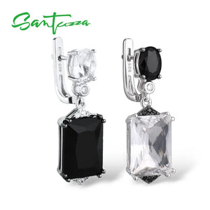 925 Silver Crystal Drop Earrings Sparkling Fine Jewelry