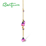 925 Sterling Silver Pink Flower Necklace for Women