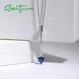 925 Silver Necklace Blue Sapphire Party Jewelry