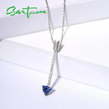 925 Silver Necklace Blue Sapphire Party Jewelry