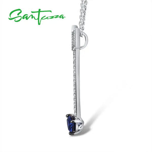 925 Silver Necklace Blue Sapphire Party Jewelry